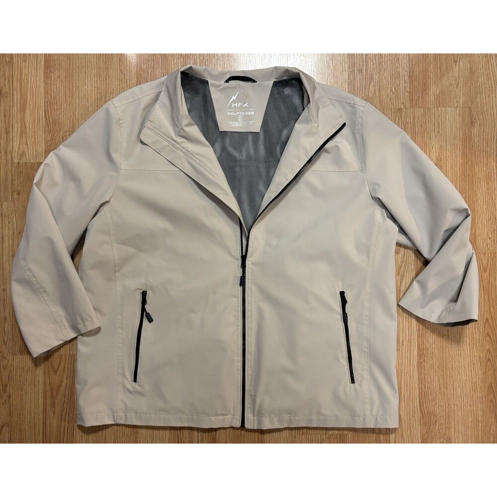 HFX Performance Mens Water Resistant Tan Soft Shell Lightweight Jacket XXL *NOTE